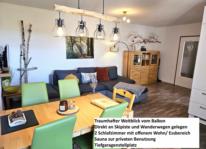Ferienwohnung Naturverliebt im Schwarzwald - mit Sauna und Panoramabalkon, direkt an Skipiste und Wanderwegen